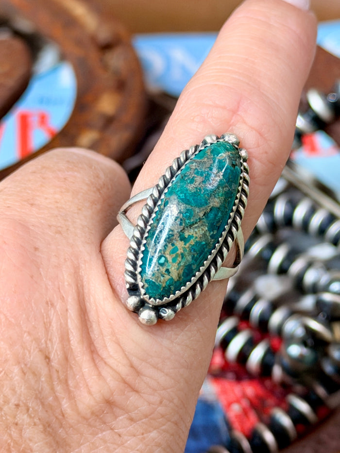 Native Made Thunder Mountain Turquoise Ring size 7.5