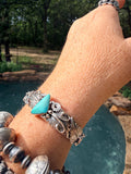 Native Made Turquoise and Floral Cuff