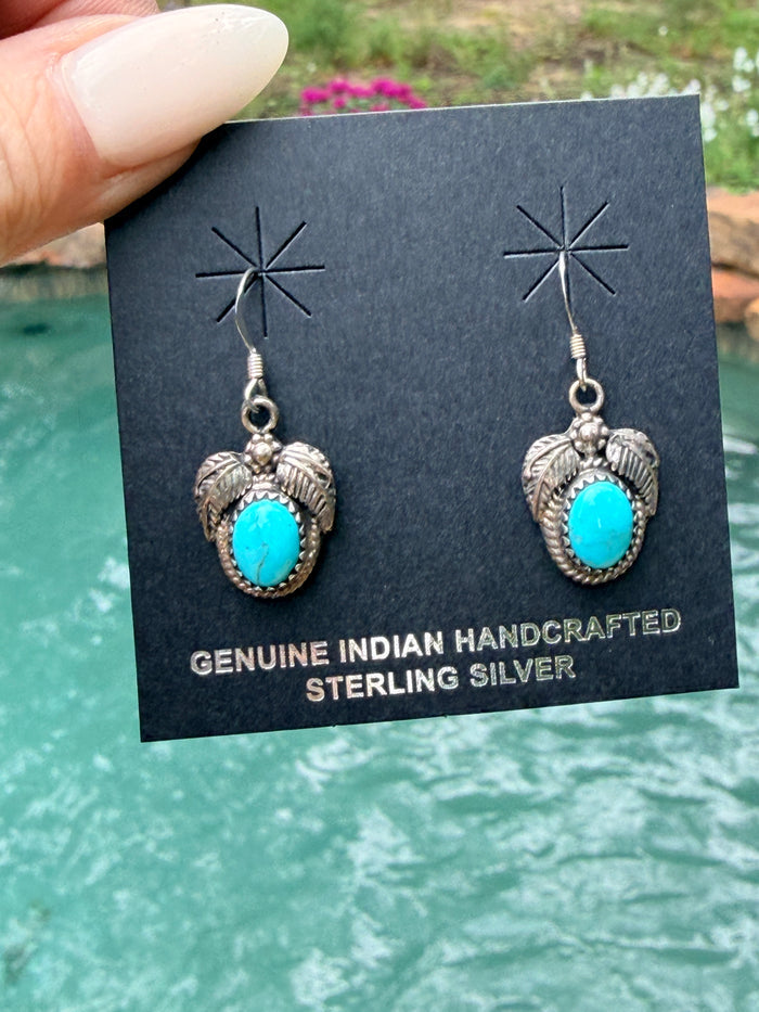 Native Made Turquoise and Sterling Silver Dangle Earrings