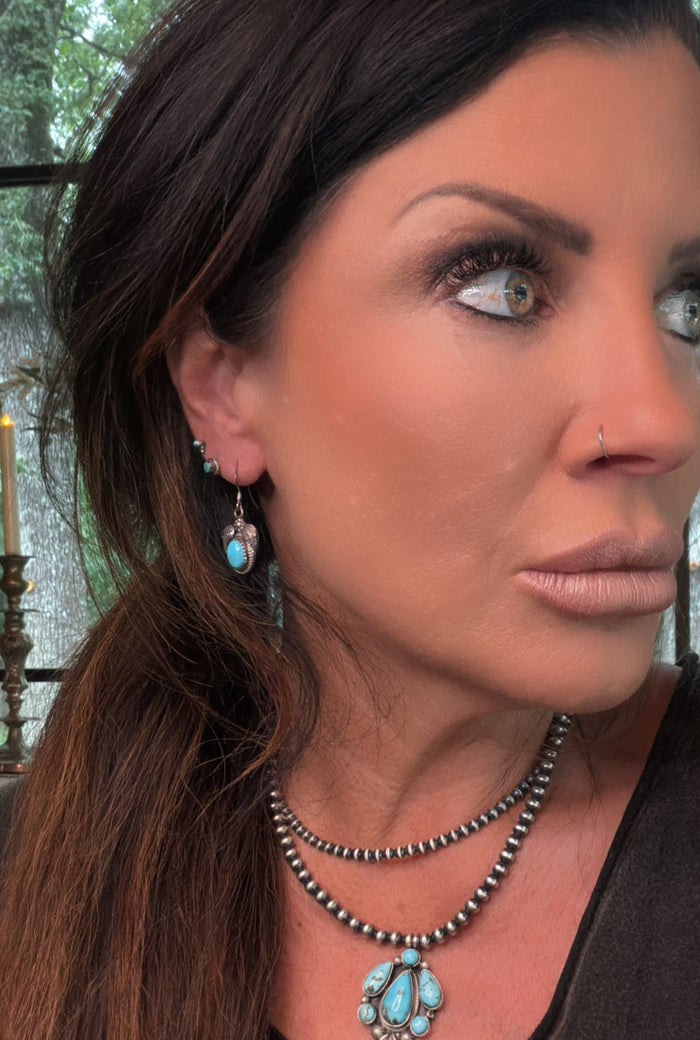 Native Made Turquoise and Sterling Silver Dangle Earrings