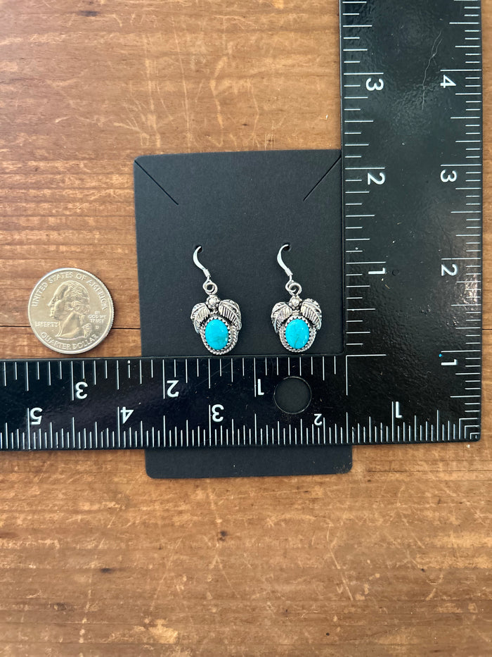 Native Made Turquoise and Sterling Silver Dangle Earrings