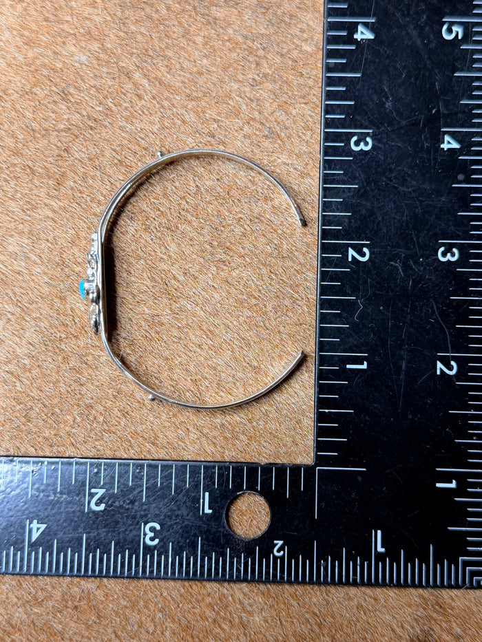 Native Made Turquoise and Sterling Silver Leaf Cuff