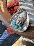 Native Made Turquoise Cowboy Hat Ring by Bobby Platero