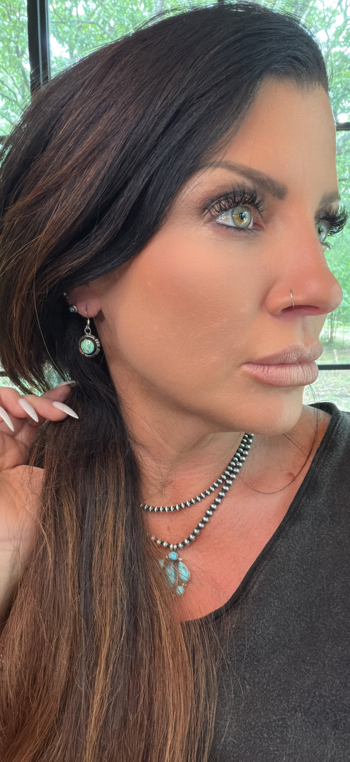 Native Made Turquoise Dangle Earrings by Amos Begay