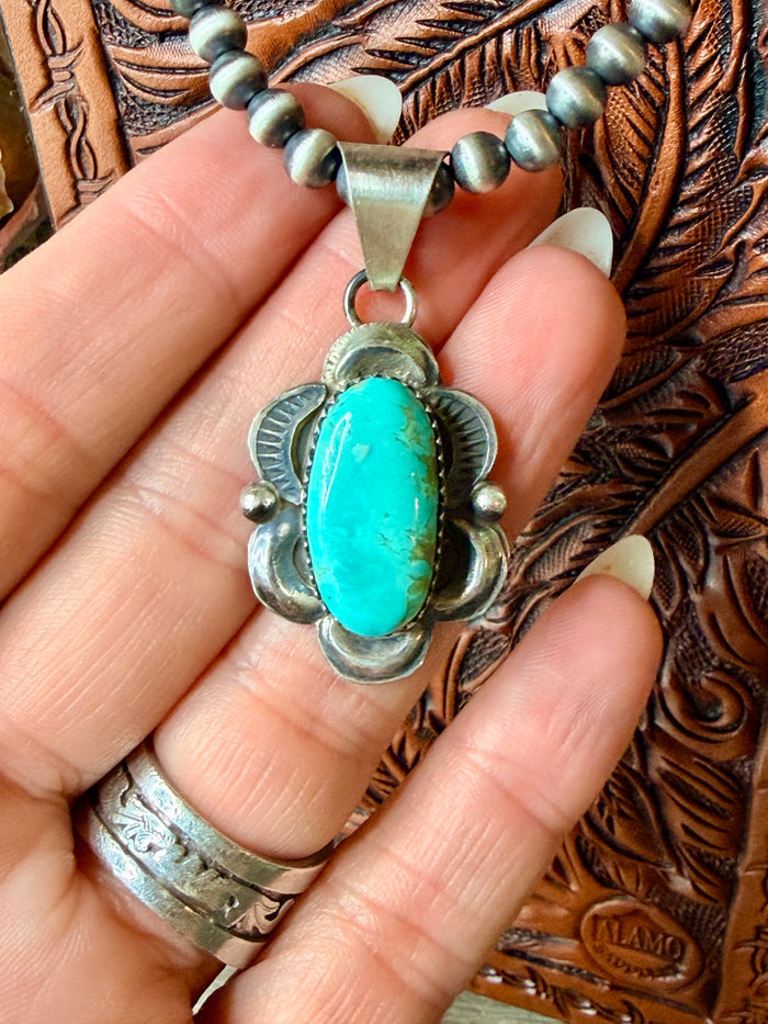Native Made Turquoise Pendant by Tia Long
