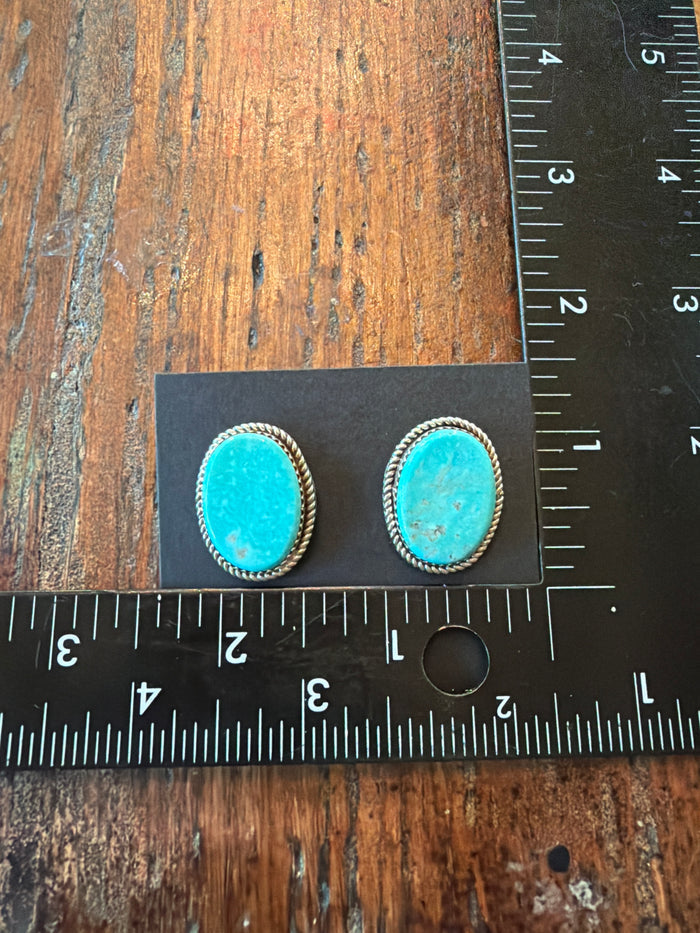 Native Made Turquoise Post Earring's By Larry Etcitty