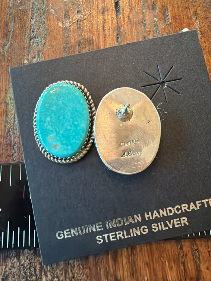 Native Made Turquoise Post Earring's By Larry Etcitty