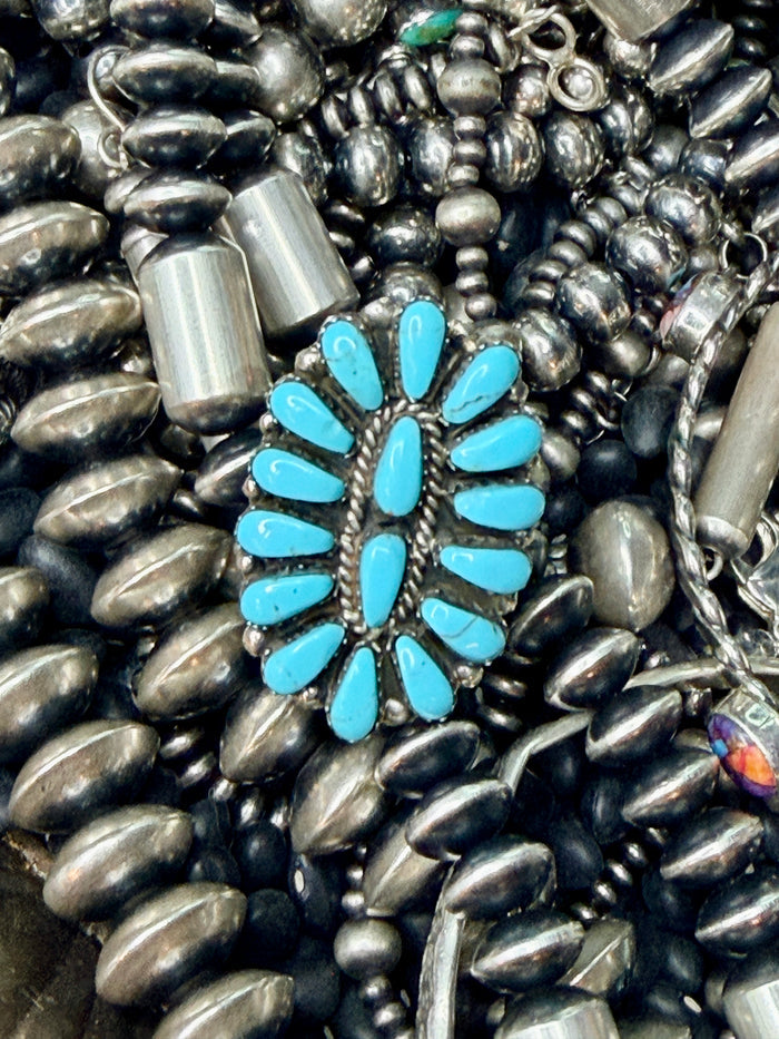 Native Made Turquoise & Sterling Silver Cluster Ring by Juliana Williams