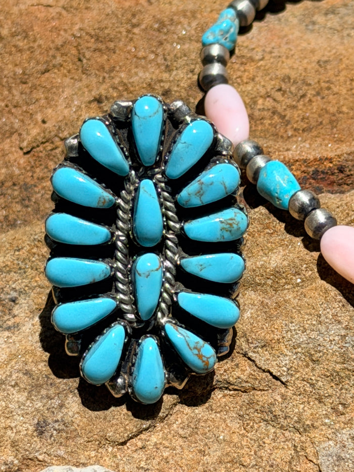 Native Made Turquoise & Sterling Silver Cluster Ring by Juliana Williams