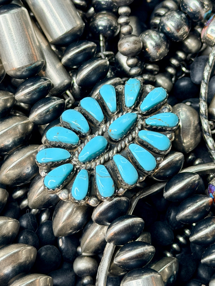 Native Made Turquoise & Sterling Silver Cluster Ring by Juliana Williams