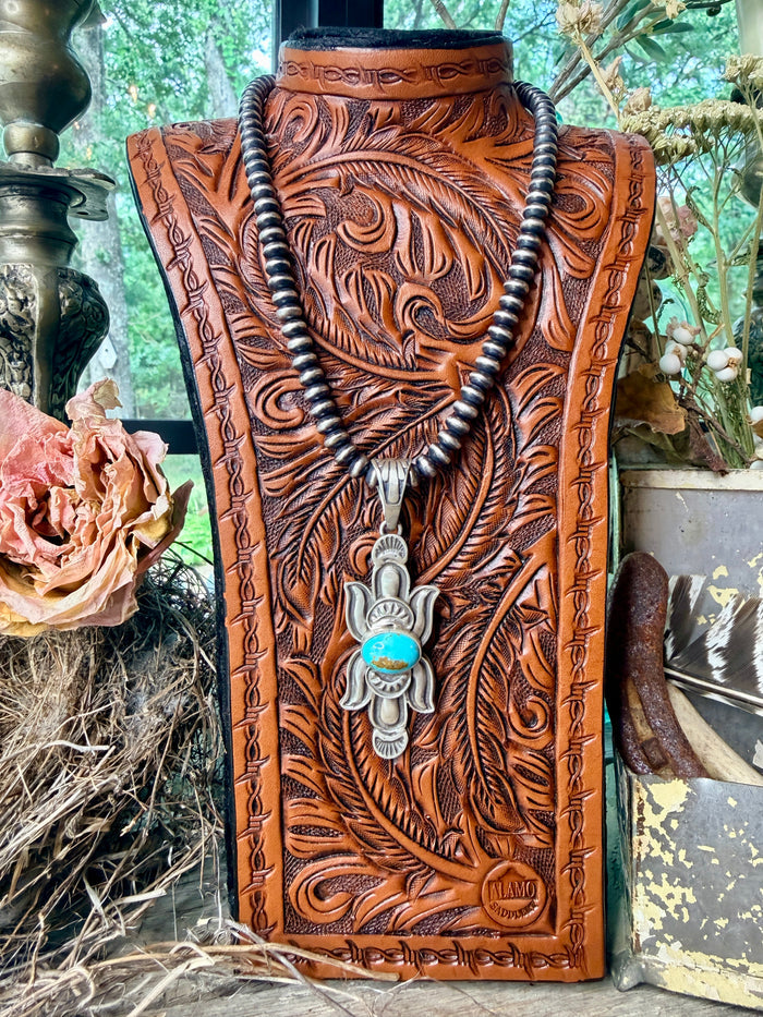 Native Made Turquoise & Sterling Silver Pendant by Patrick Yazzie