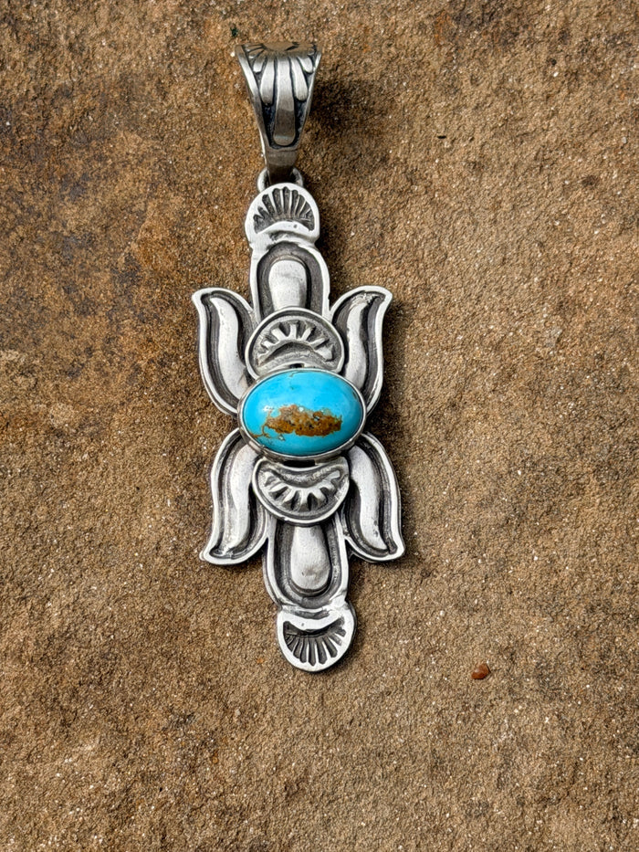 Native Made Turquoise & Sterling Silver Pendant by Patrick Yazzie
