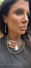 Native Made White Buffalo 2 Stone Earrings