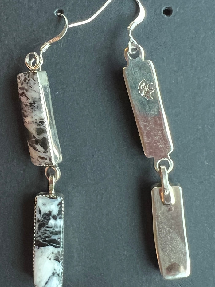 Native Made White Buffalo 2 Stone Earrings