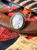 Native Made White Buffalo Adjustable Ring By L.C.