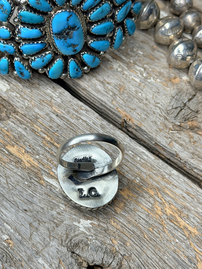 Native Made White Buffalo Adjustable Ring By L.C.