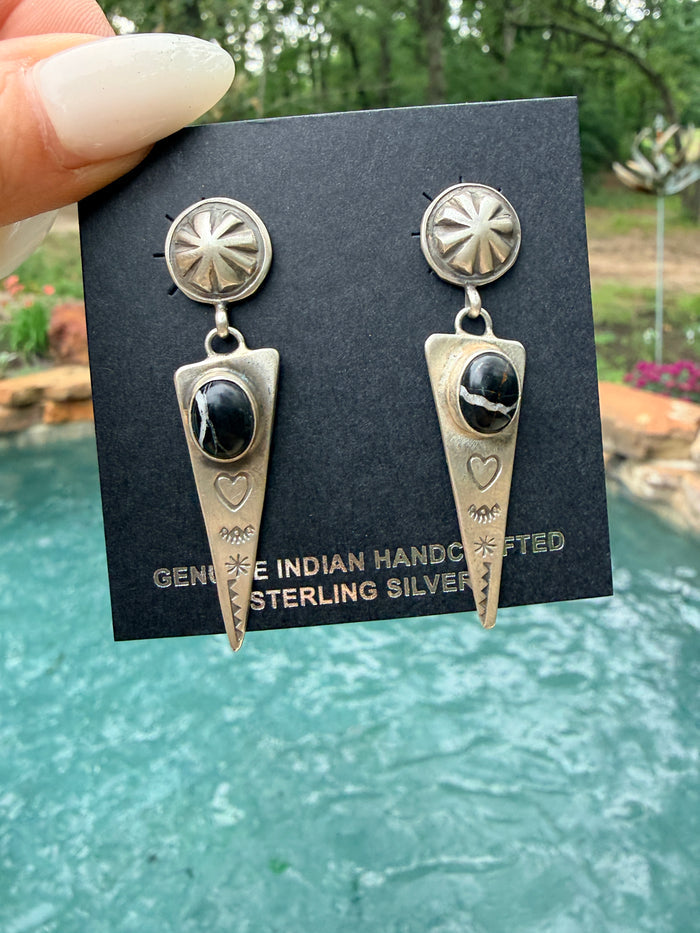 Native Made White Buffalo And Stamped Sterling Silver Detail by Dakota Willie