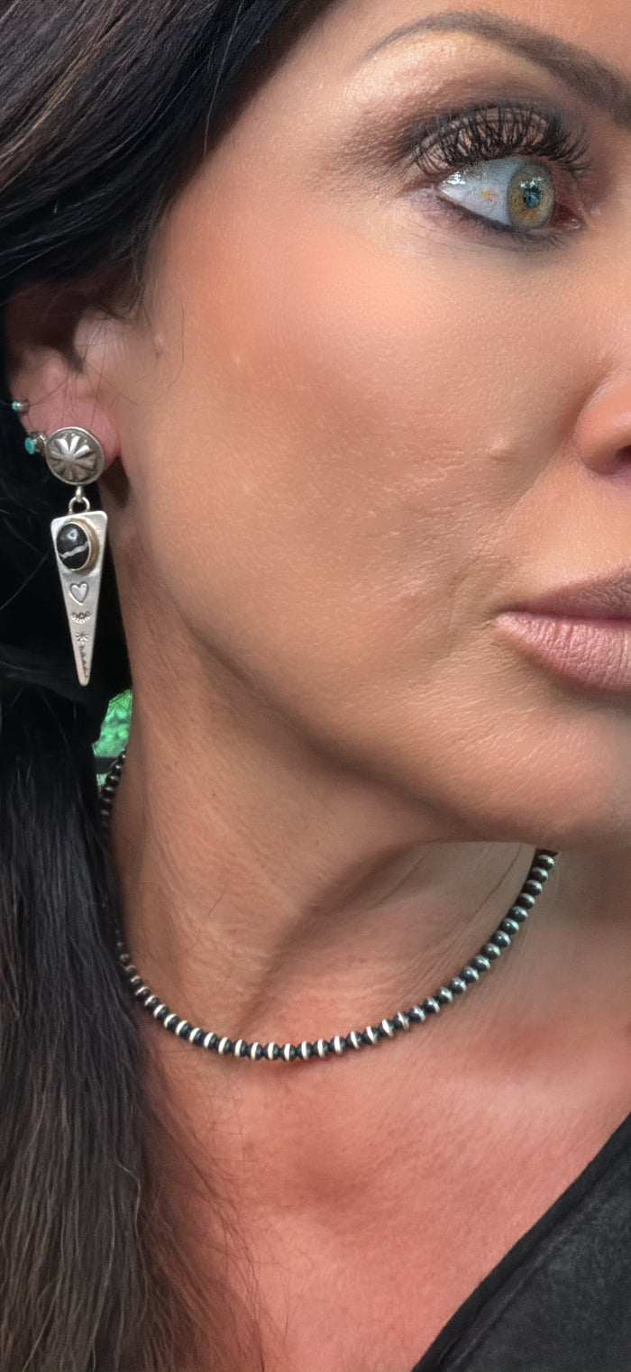 Native Made White Buffalo And Stamped Sterling Silver Detail by Dakota Willie