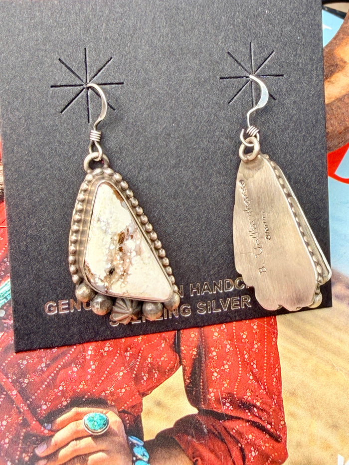 Native Made White Buffalo Earrings by Yellowhorse
