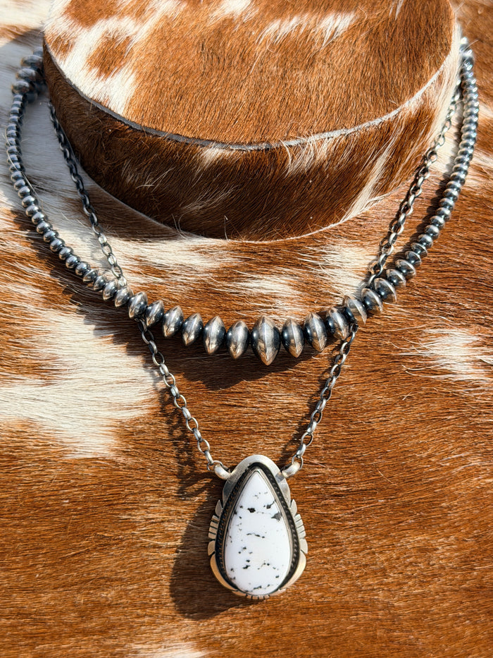 Native Made White Buffalo Necklace by Artist Alfred Martinez