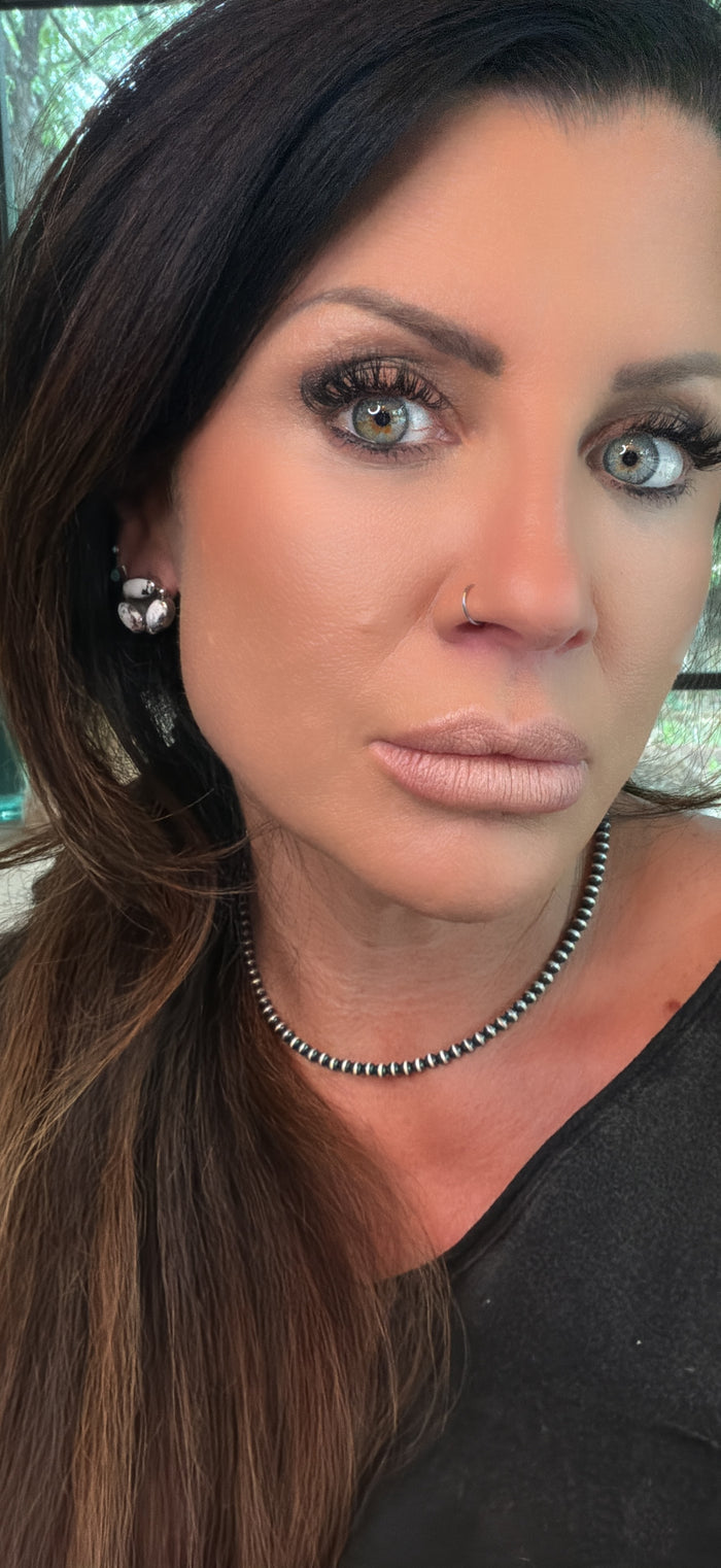 Native Made White Cluster Post Earrings