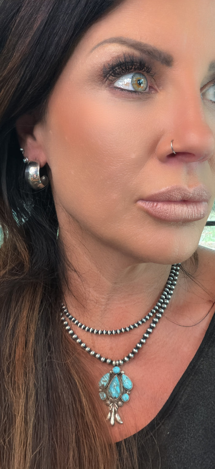 Native Made Wide Silver Half Hoop Post Earrings by Louise BigHand