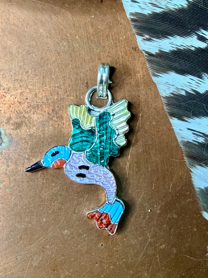 Native Made Zuni Hummingbird Pendant By Tamara Pinto