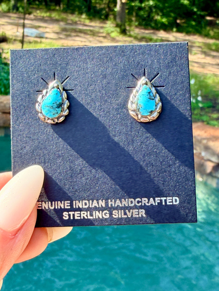 Native Turquoise Post Stud Earrings By Freida Martinez