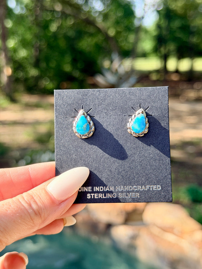 Native Turquoise Post Stud Earrings By Freida Martinez
