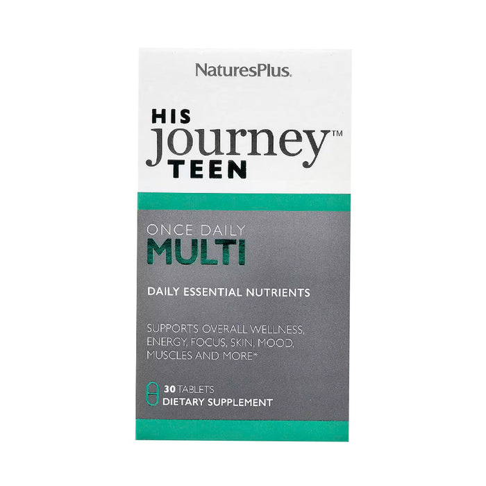 NaturesPlus His Journey Teen Once Daily Multi dietary supplement box.