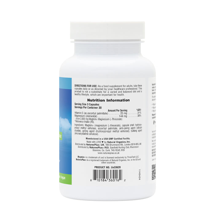 Nature's Plus Magtein 100% Chelated Magnesium L-Threonate