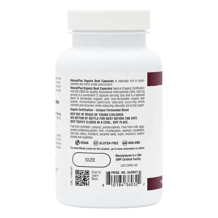 NaturesPlus Organic Beet label