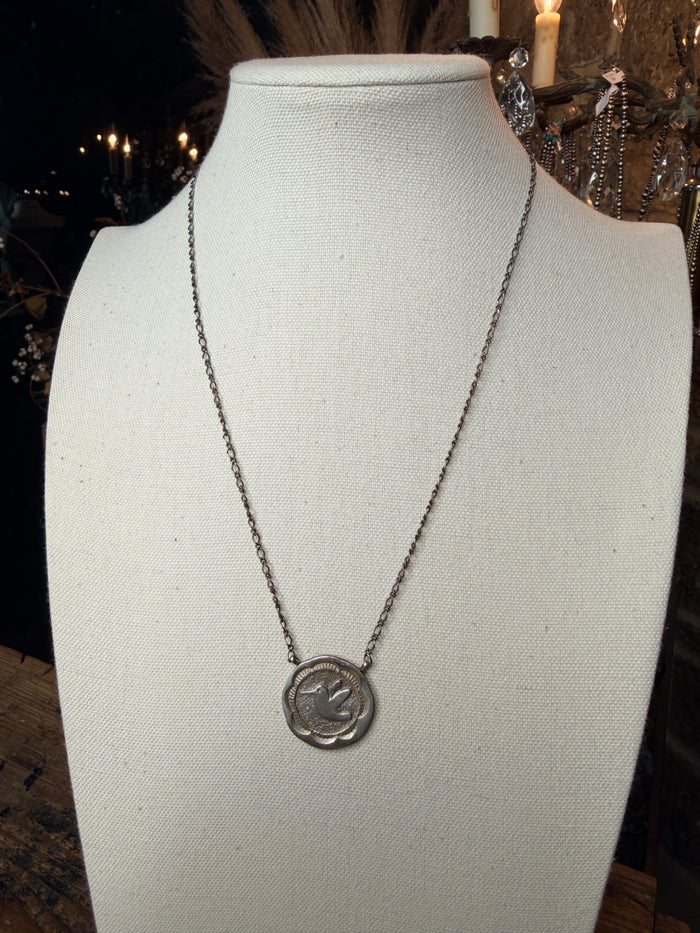 Navajo Handmade Hummingbird Pendant Necklace by Emerson Kinsel 21”