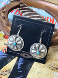 Navajo Handmade Kingman Concho Earrings by Joan Begay