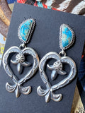 Navajo Handmade Kingman Earrings by Kevin Billah