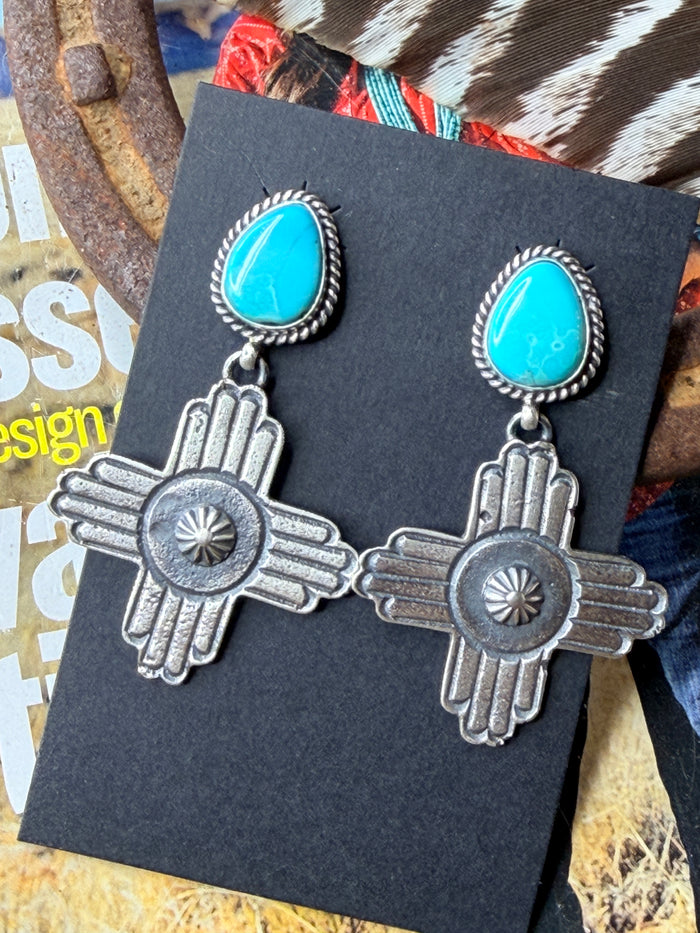 Navajo Handmade Kingman Earrings by Kevin Billah