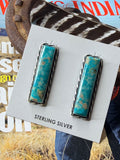 Navajo Handmade Kingman Turquoise Stud Earrings by Steve Francisco