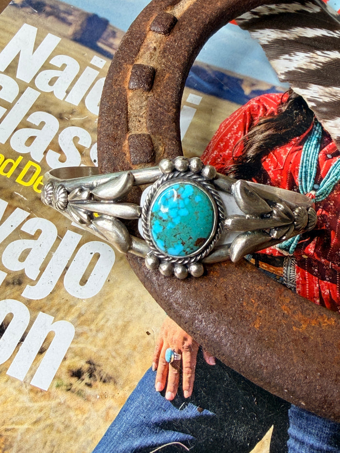 Navajo Handmade Kingman Web Cuff by Bobby Platero