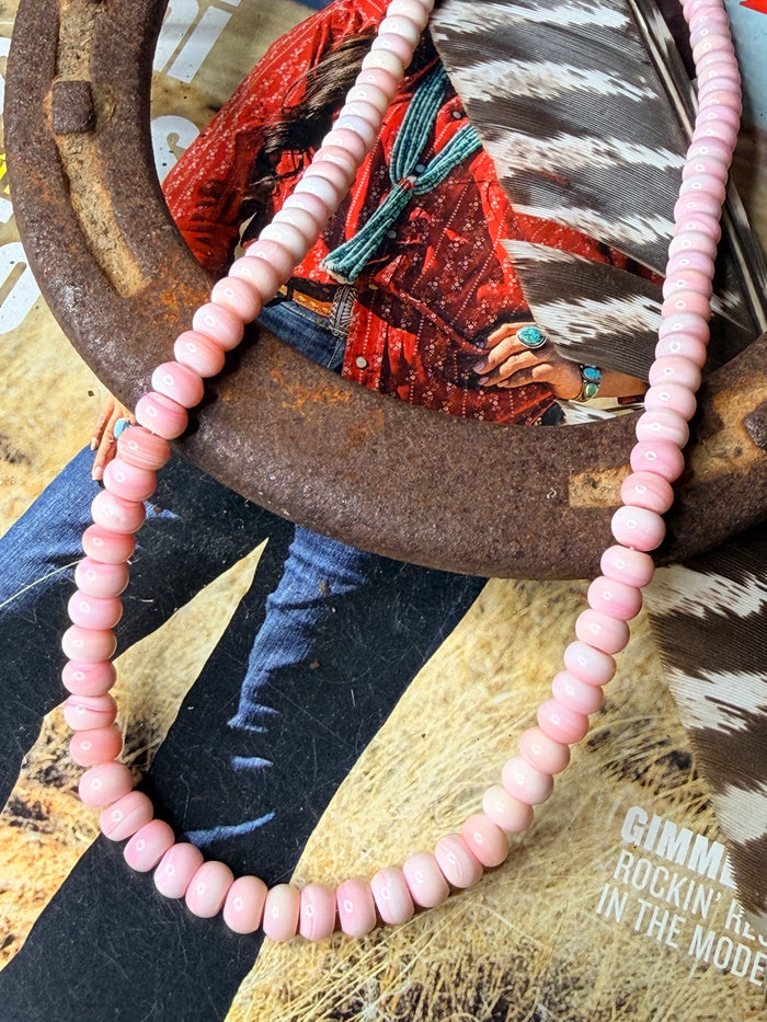Navajo Handmade Pink Conch Necklace by Tiffany Garica 18"