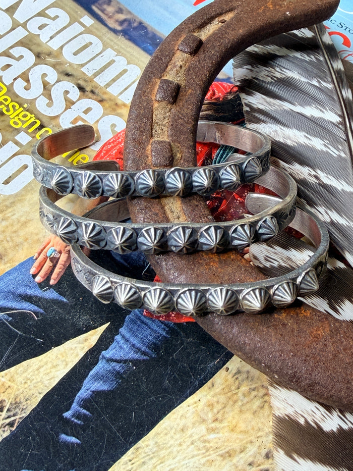Navajo Handmade Sandcast Silver Cuff by Kevin Billah