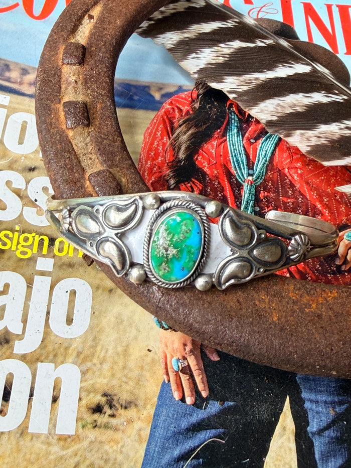 Navajo Handmade Sonoran Gold Cuff by Davey Morgan