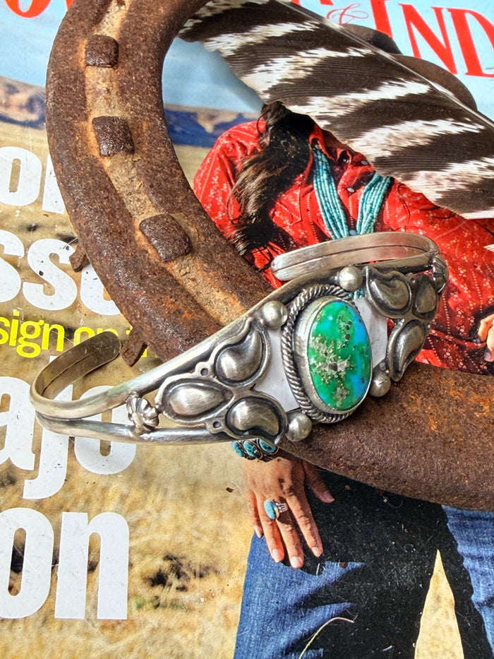 Navajo Handmade Sonoran Gold Cuff by Davey Morgan