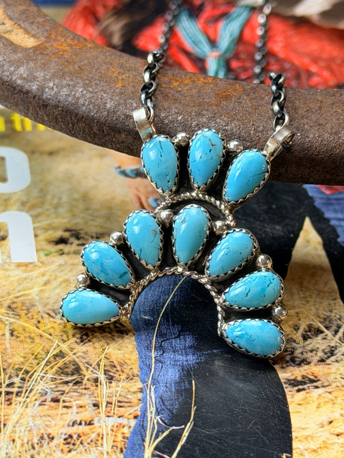Navajo Handmade Squash Blossom Necklace by Rodney Notah