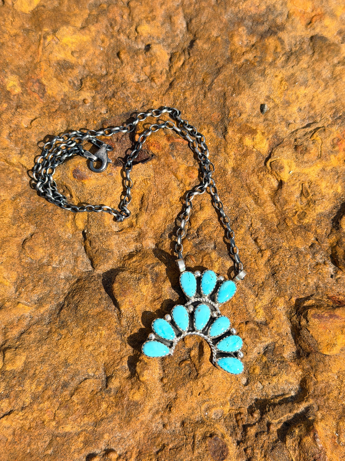 Navajo Handmade Squash Blossom Necklace by Rodney Notah