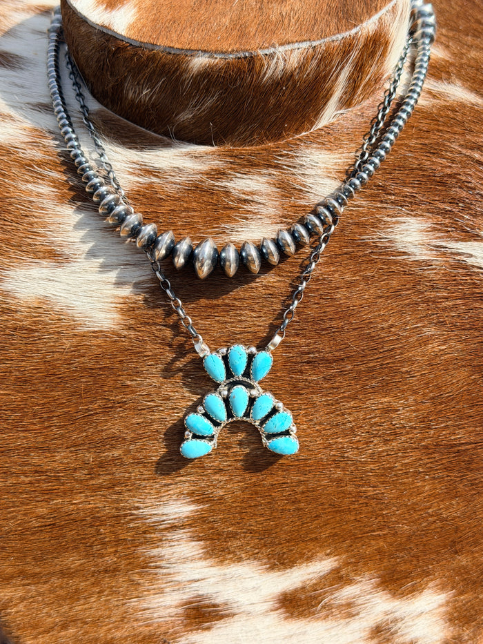 Navajo Handmade Squash Blossom Necklace by Rodney Notah
