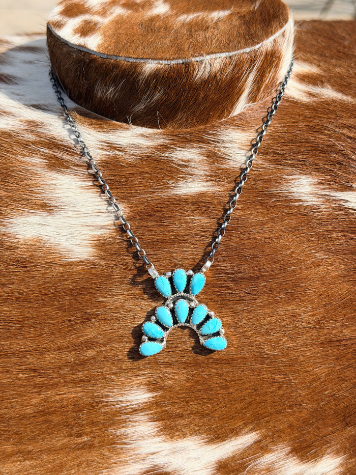 Navajo Handmade Squash Blossom Necklace by Rodney Notah