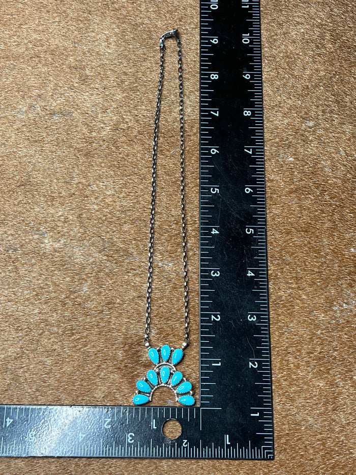 Navajo Handmade Squash Blossom Necklace by Rodney Notah