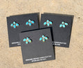 Navajo Made Kingman Turquoise & Sterling Silver Post Mini Cluster Earrings