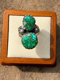 Navajo Made Natural Sonoran Gold Turquoise & Sterling Silver Ring Size 6