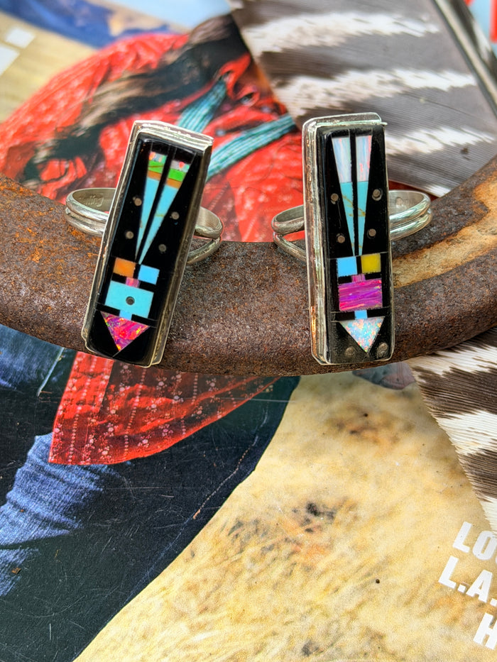 Navajo Night Sky Multi-Color Inlay Adjustable Ring
